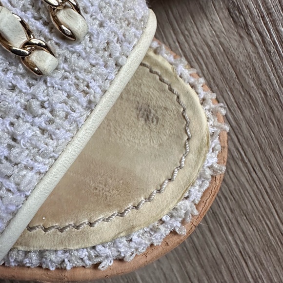 Authentic Chanel 21C Signature White Chain Tweed Cork Mule Slides Size 39 - Picture 6 of 9